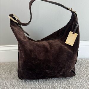 FURLA Brown Suede Hobo Bag